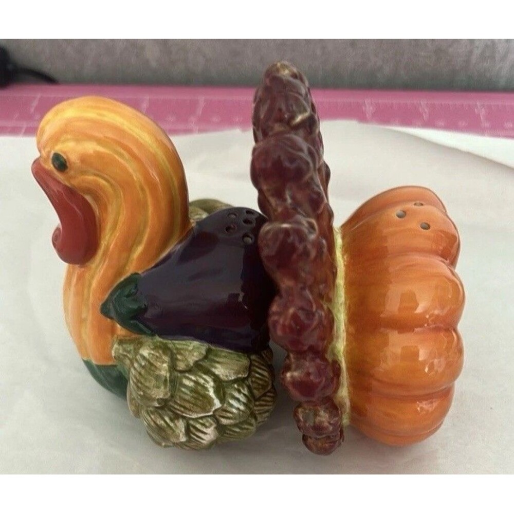 Dept 56 Turkey Veggie Figural Salt & Pepper Shakers Thanksgiving Holiday Dinner